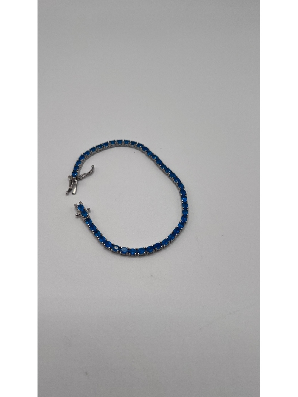 925 Sterling Silver Blue Stone Tennis Bracelet – 7.5”